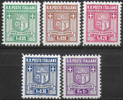 1944 Campione D'Italia Coat Of Arms 5v. MNH Sassone N. 1/5 - Other & Unclassified