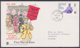 GB Great Britain 1968 Private FDC Votes For Women, Suffragette, Woman, Democracy, Equality, Police, First Day Cover - Lettres & Documents