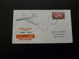 Lettre Premier Vol First Flight Cover Paris To Oslo Norway Caravelle Air France 1970 - First Flight Covers