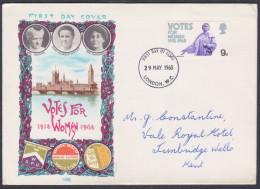 GB Great Britain 1968 Private FDC Votes For Women, Suffragette, Woman, Democracy, Equality, First Day Cover - Lettres & Documents