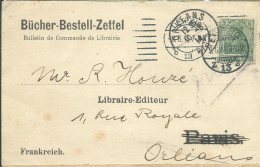 ALLEMAGNE CARTE 5M  LEIPZIG OBLITERATION MECANIQUE POUR PARIS REDIRIGEE ORLEANS ( LOIRET ) DE 1914 LETTRE COVER - Lettres & Documents