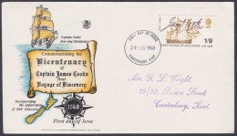 GB Great Britain 1968 Private FDC Captain James Cook, Voyage Of Discovery, Ship, Ships, New Zealand, First Day Cover - Lettres & Documents