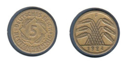 Allemagne  5 Rentenpfennig 1924 F, KM# 32, Deutsches Reich, - 5 Pfennig