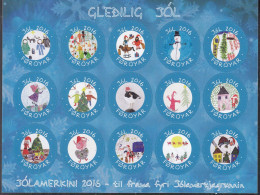 FÄRÖER  2016, JÓL CHRISTMAS KERSTMIS NOEL WEIHNACHTEN, 15 Vignetten, Ungebraucht, MNH **, Kinderzeichnungen - Faroe Islands