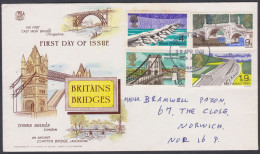 GB Great Britain 1968 Private FDC British Bridges, Bridge, Boat, Infrastructure, Tower Bridge London, First Day Cover - Brieven En Documenten