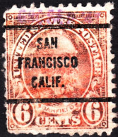 USA Precancels 1927 Sc538 6c Garfield. P.11x10½ CA. SAN / FRANCISCO / CALIF. Used - Precancels