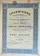 S.A. Charminière - Part Sociale (1923) - Bruxelles - Mines