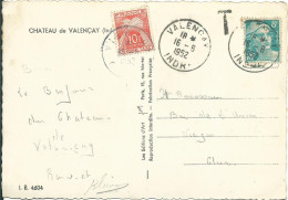 FRANCE CARTE 8F VALENCAY ( INDRE ) POUR VIERZON ( CHER ) TAXEE 10F  DE 1952 LETTRE COVER - 1859-1959 Lettres & Documents