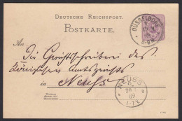 DR Ganzsachen Karte 1889 Düsseldorf Nach Neuss  (20060 - Other & Unclassified