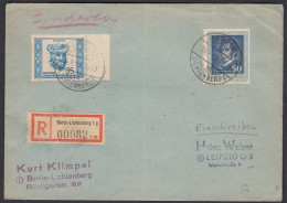 DDR 1952 R-Brief Berlin-Lichtenberg - Leipzig Mit Mi. 310 + 314   (26283 - Autres & Non Classés