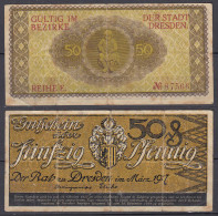 50 Pfennig 1917 Dresden Notgeld Gutschein Reihe E    (32317 - Autres & Non Classés