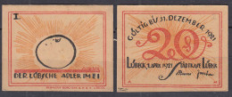LÜBECK 1921 20 Pfennig Notgeld Gutschein Adler Im Ei     (32322 - Other & Unclassified