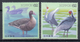 Japan 1993 Mi 2148-2149 ** MNH Wasser-Vögel Bläsgans + Weißnackenkranich  (70135 - Autres & Non Classés