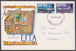 GB Great Britain 1967 Private FDC EFTA, Free Trade, Europe, Ship, Airplane, Aircraft, Aeroplane, Economy First Day Cover - Covers & Documents
