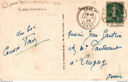 NÂ°11005 Z -cachet Double Cercle PointillÃ© -Leugny Yonne -1923- - Manual Postmarks