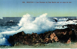NÂ°11381 Z -cpa Menton -les Rochers Du Cap Martin Par Un Coup De Mer- - Menton