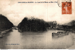 NÂ°13040 Z -cpa ChÃ¢lons Sur Marne -le Canal De La Marne Au Rhin- PÃ©niche- - Châlons-sur-Marne