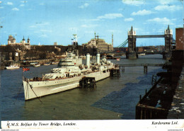 NÂ°13867 Z -cpsm H.M.S Belfast By Tower Bridge London - Warships