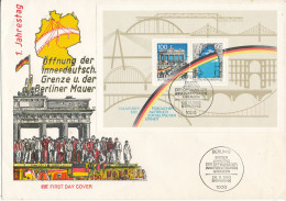 Germany FDC 6-11-1990 1st. Anniversary Of The Fall Of The Berlin Wall Souvenir Sheet With Cachet - Autres & Non Classés
