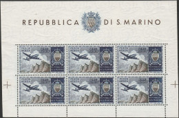 324 - San Marino 1954 - Aereo, Veduta N. 16. Cert. Chiavarello. Cat. € 1600,00. SPL.MNH - Blocks & Sheetlets
