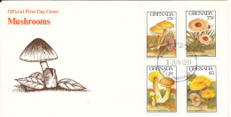 Grenada FDC 1-6-1991 Mushrooms Set Of 4 With Cachet - Grenade (1974-...)