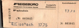 H3055 - Reisebüro Fahrschein Ticket Mühlhausen Eisenach - Europe