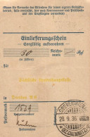 H3058 - Oberlichtenau BZ Chemnitz Einlieferungsschein Stempel - Lettres & Documents