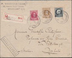 346 - Belgio - Postal History Raccomandata Da Bruxelles (Belgio) Del 30.04.1926 Per Napoli, Affrancata Fronte Retro Con - Covers & Documents