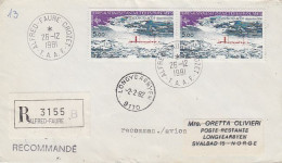TAAF Registered Letter Crozet Ca Alfred Faure 26.12.1981 Ca Longyearbyen  2.2.1982 (AW218) - Research Stations