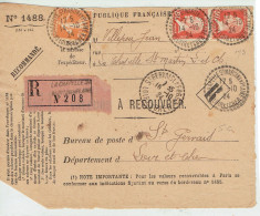 Tarifs Postaux France Du 25-03-1924 (42) Pasteur N° 173 30 C. X 2 + 5 C. Semeuse  VAR 14-10-1924 - 1922-26 Pasteur