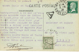 Tarifs Postaux France Du 25-03-1924 (70) Pasteur N° 170  10 C. + Taxe 20 C. Carte Postale Ordinaire  02-04-1924 - 1922-26 Pasteur