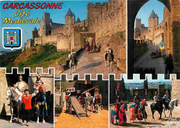 11 - Carcassonne - La Cité Médiévale - Multivues - Avec Le Concouru Des Cavaliers Voltigeurs De France - Chevaux - Blaso - Carcassonne