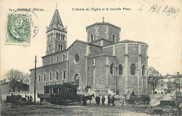69 - Ecully - L'Abside De L'Eglise Et La Nouvelle Place - Animée - Pub Chocolat Menier - Voyagée En 1904 - CPA - Voir Sc - Other & Unclassified
