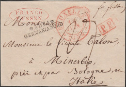 364 - 14.06.1834 - Piego Di Lettera Da Bruxelles Per L’Alta Germania Del Nord “Franca A Fussen” Coi Corrieri Germanici P - Préphilatélie