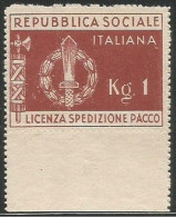 Italy Social Republic RSI Pacchi Postali Militari Soldiers Parcel Post 1Kg Value #LP1 No Gum Bordo Foglio Sheet Margin - Paketmarken