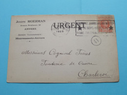 Joseph MOERMAN Avenue Brialmont 26 ANVERS ( Briefkaart/Drukwerk Met PUBLI ) Anno 1925 > Charleroi ( Zie Scans ) ! - Antwerpen