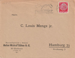 Allemagne Timbre Perforé Sur Lettre M. Gladbach 1936 - Covers & Documents