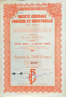 Société Générale Foncière Et Industrielle - Bruxelles - Action De 2000 Francs - Autres & Non Classés