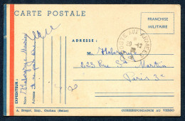 RC 27825 FRANCE 1939 CARTE DE FRANCHISE MILITAIRE FM POSTE AUX ARMÉES POUR PARIS - Guerre De 1939-45