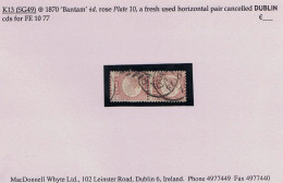 Ireland Dublin 1870 Bantam Halfpenny Plate 10 Pair OS-OT Fresh Used Cancelled By DUBLIN FE 10 77 Cds - Unused Stamps