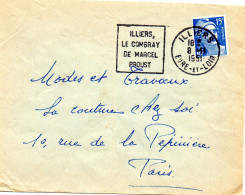 ECRIVAIN / Marcel PROUST = 28 ILLIERS 1951 = Flamme DAGUIN à GAUCHEE ' COMBRAY / Marcel PROUST' - Ecrivains