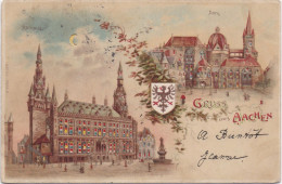 Gruss Aus Aahen - Rathaus - Dom - Karte Mit Hintergrundbeleuchtung - Contre La Lumière - Aachen