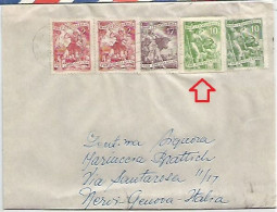 Jugoslavija Cv Dubrovnik With 4 Regular Issues Stamps + 1 Square Cut D.10 To Genova Italy - Covers & Documents