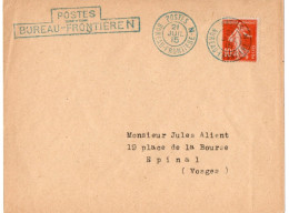 Cachet Et TAD Postes Bureau Frontière N Sur Enveloppe Non Circulé - WW I