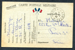 RC 27830 FRANCE 1940 CARTE DE FRANCHISE MILITAIRE FM POSTE AUX ARMÉES SECTEUR 104 POUR PARIS - WW II