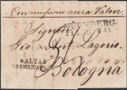 372 - 11.07.1841 - Lettera Da Norimberga (Baviera) A Bologna, Annulli Accessori Al Recto, Al Verso Arrivo A Bologna 16 L - Préphilatélie