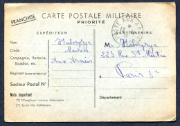 RC 27831 FRANCE 1939 CARTE DE FRANCHISE MILITAIRE FM POSTE AUX ARMÉES POUR PARIS - WW II