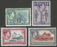 British Solomon Islands. 1939-51 KGVI. 4 MH Values To 2d. SG 60etc - Iles Salomon (...-1978)