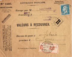 181 Pasteur Sur Valeurs à Recouvrer Pour La SARRE - 1921-1960: Période Moderne