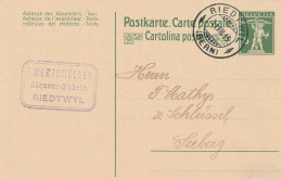 Suisse Entier Postal Illustré Riedwil Thème Chocolat 1915 - Entiers Postaux